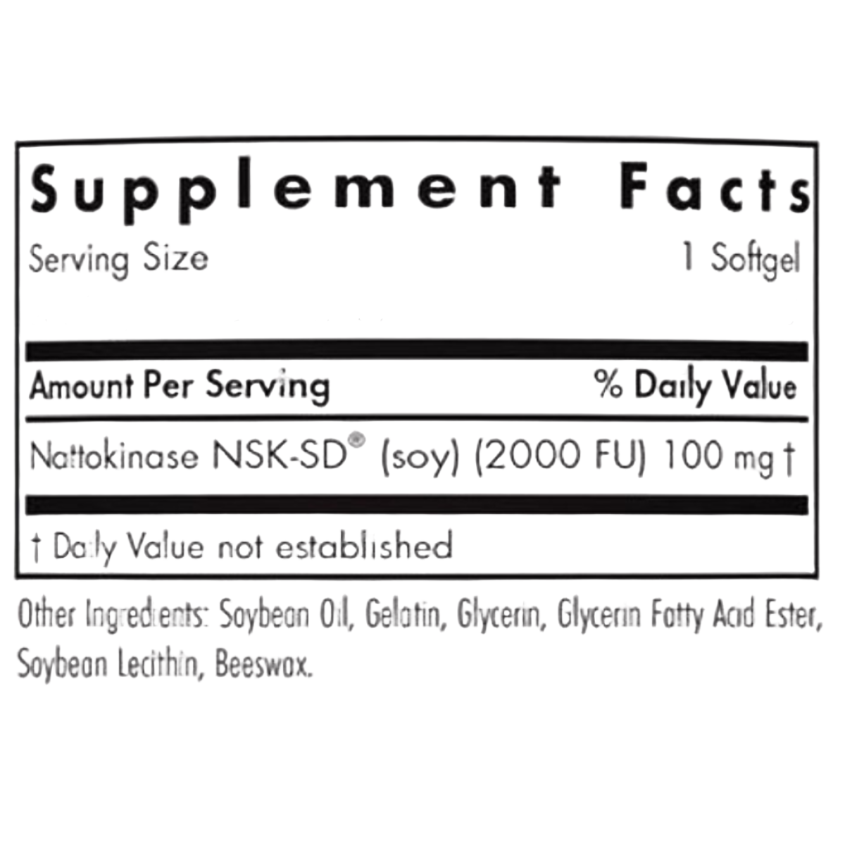 Nattokinase 100 mg NSK-SD® 2000 Fibrinolytic Units