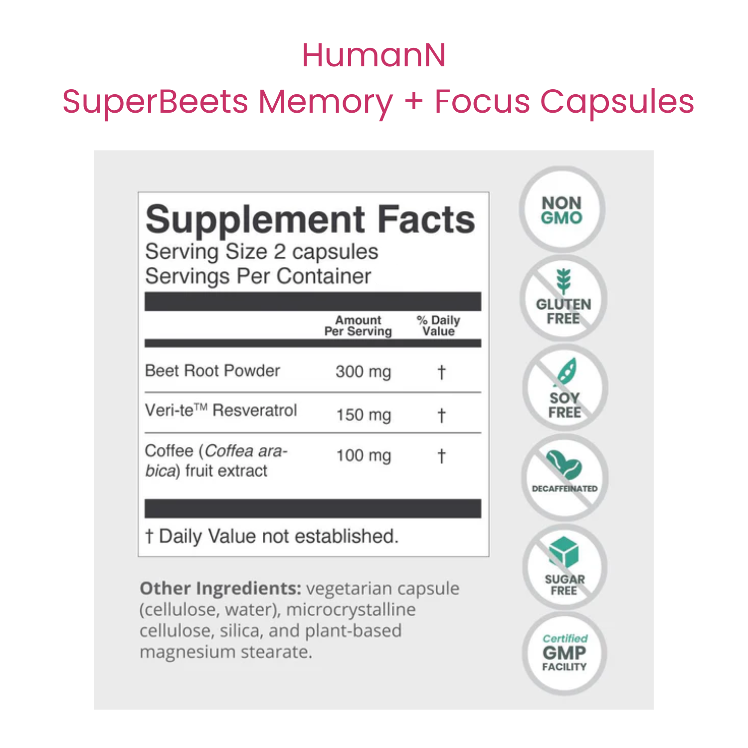 SuperBeets Memory + Focus Capsules