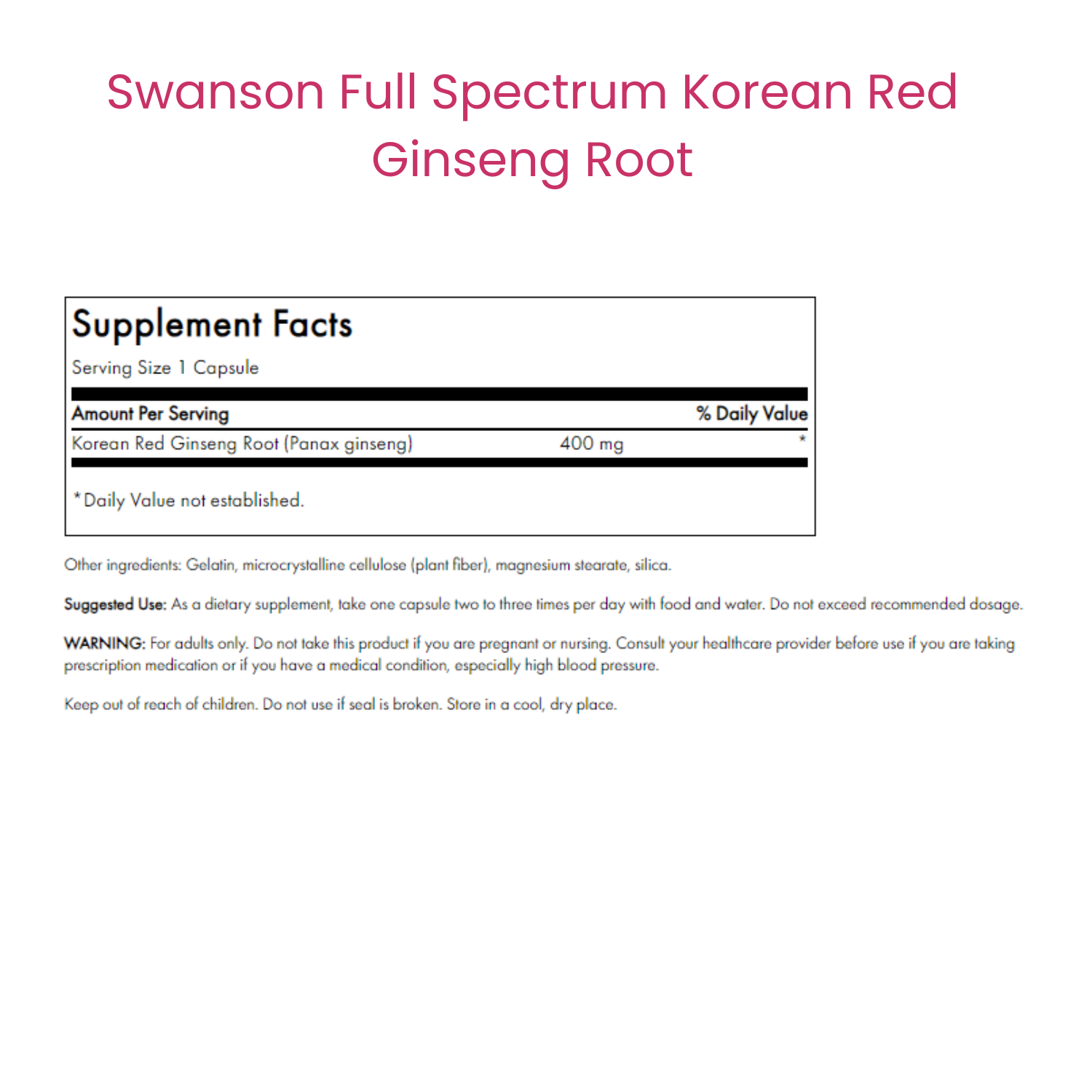 Full Spectrum Korean Red Ginseng Root