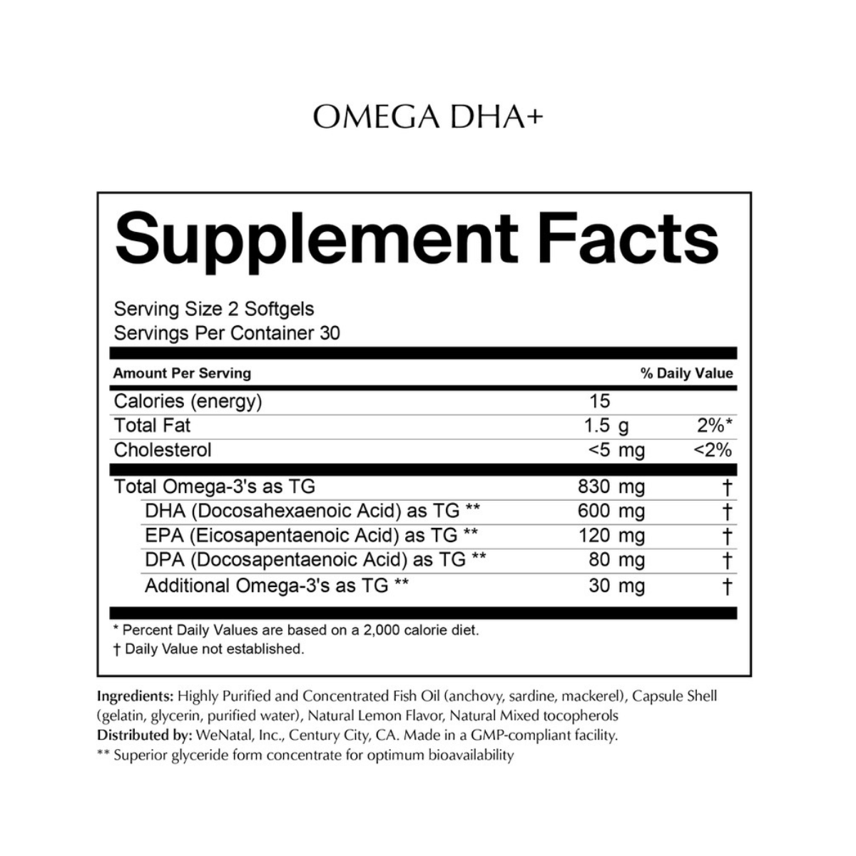 Prenatal and Postnatal Omega DHA+ Fish Oil